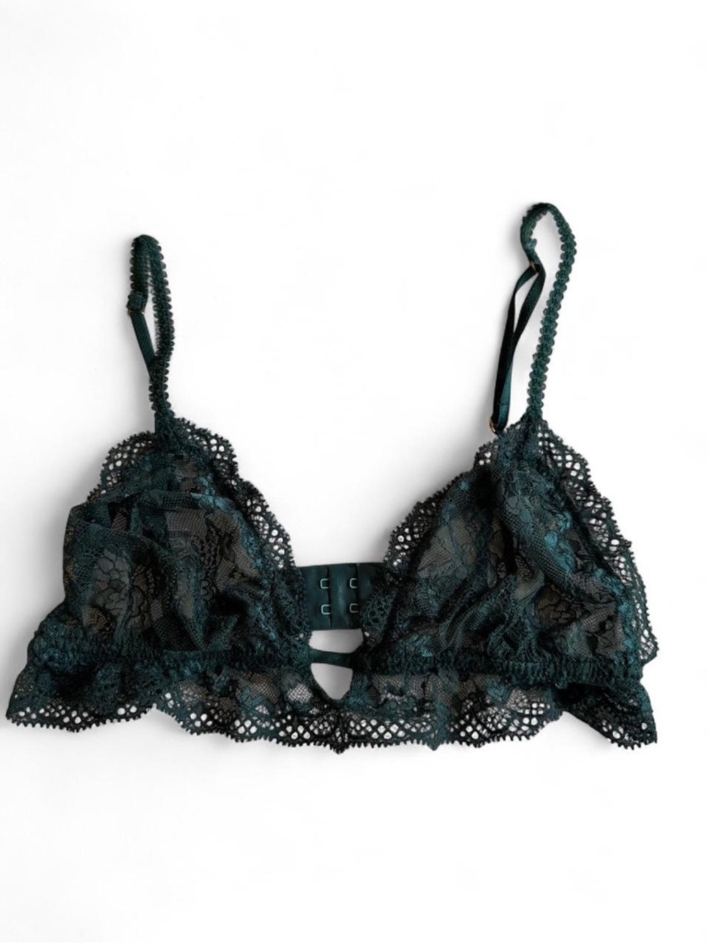 Eberjey Emerald Green Lace Bralette Triangle Bra M